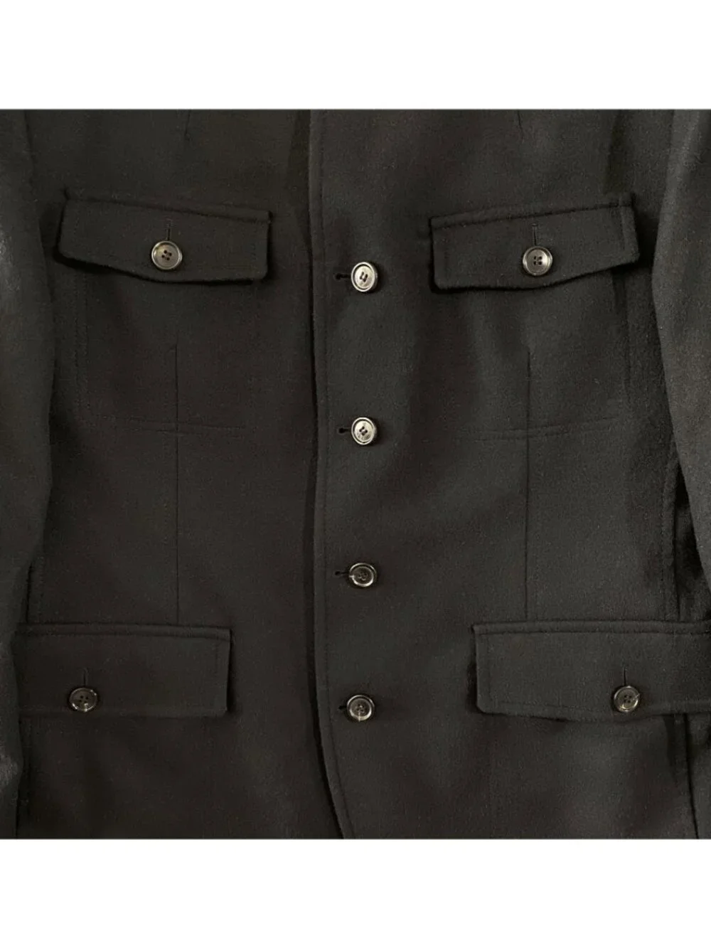 HUGO BOSS Black Label Madrid Stand Collar Military Jacket Mens 44R Black Cashmer